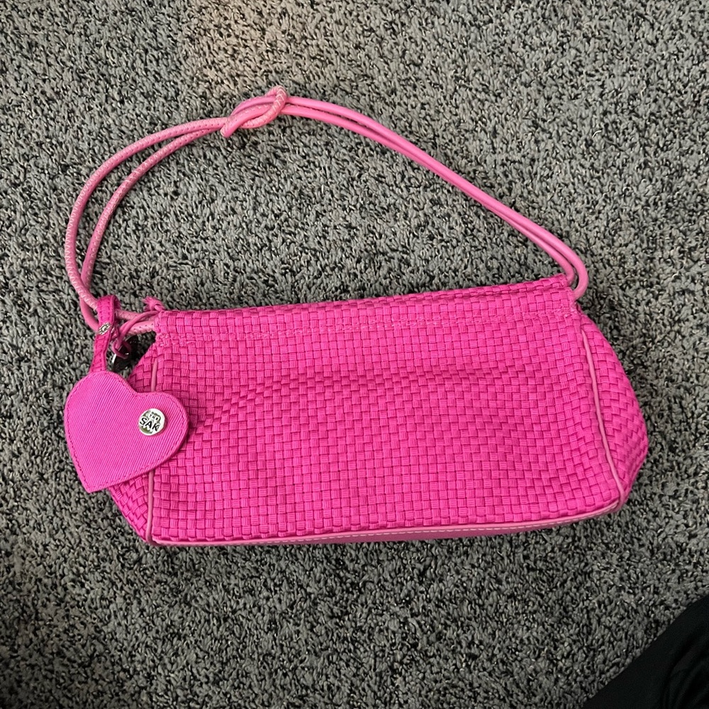 saks fifth ave. 2000s pink woven shoulder bag